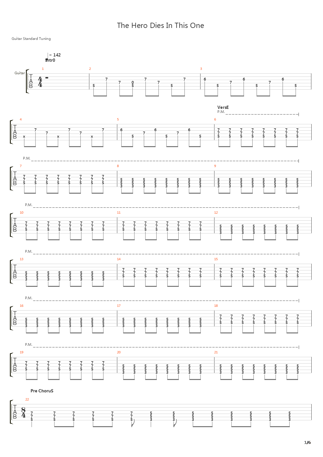 The Hero Dies In This One吉他谱
