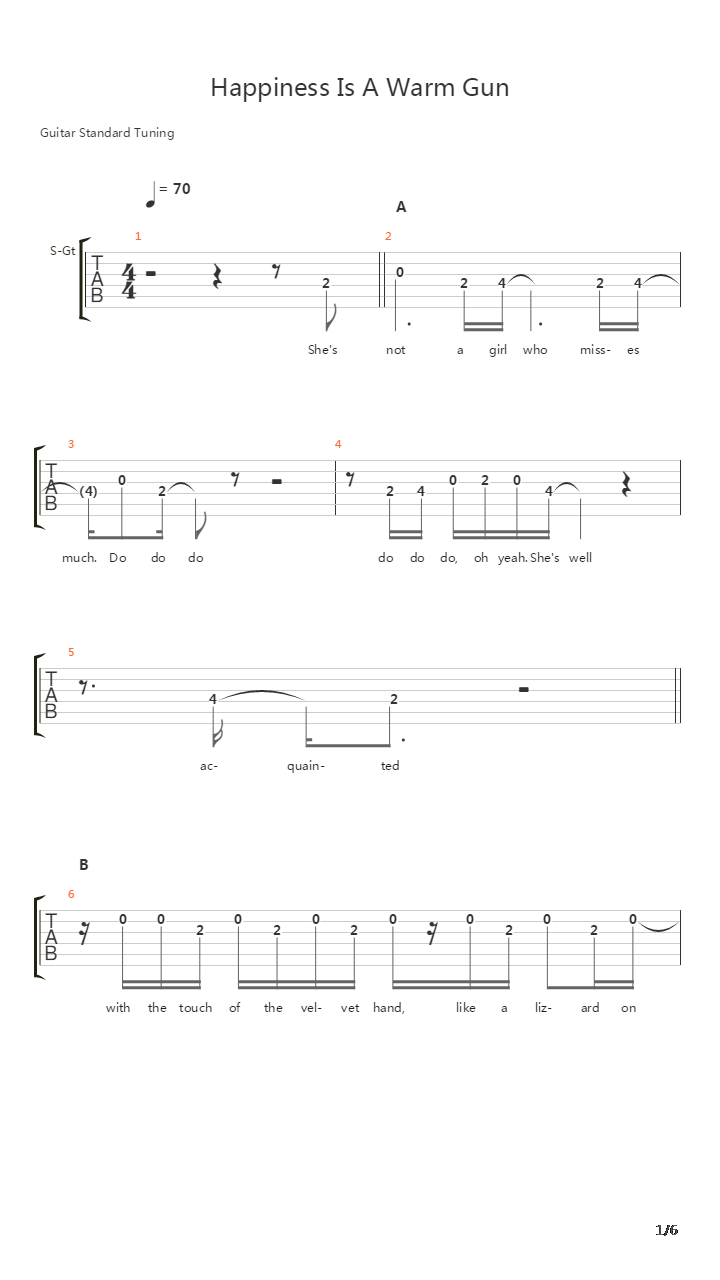 Happiness Is A Warm Gun吉他谱