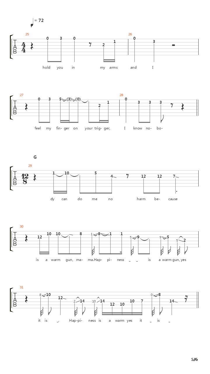 Happiness Is A Warm Gun吉他谱