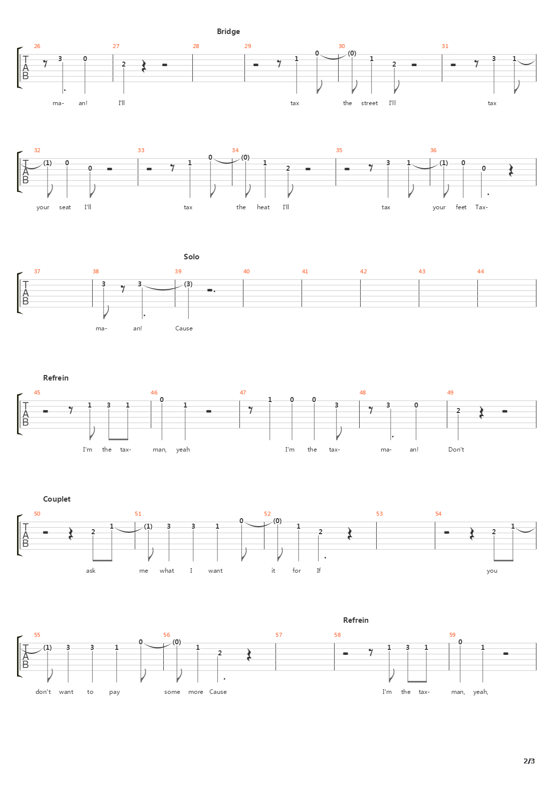 Taxman吉他谱