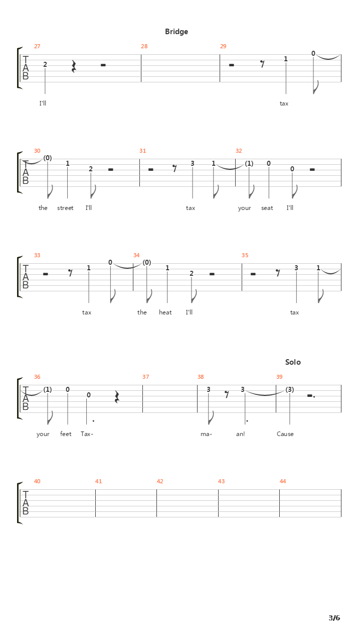 Taxman吉他谱