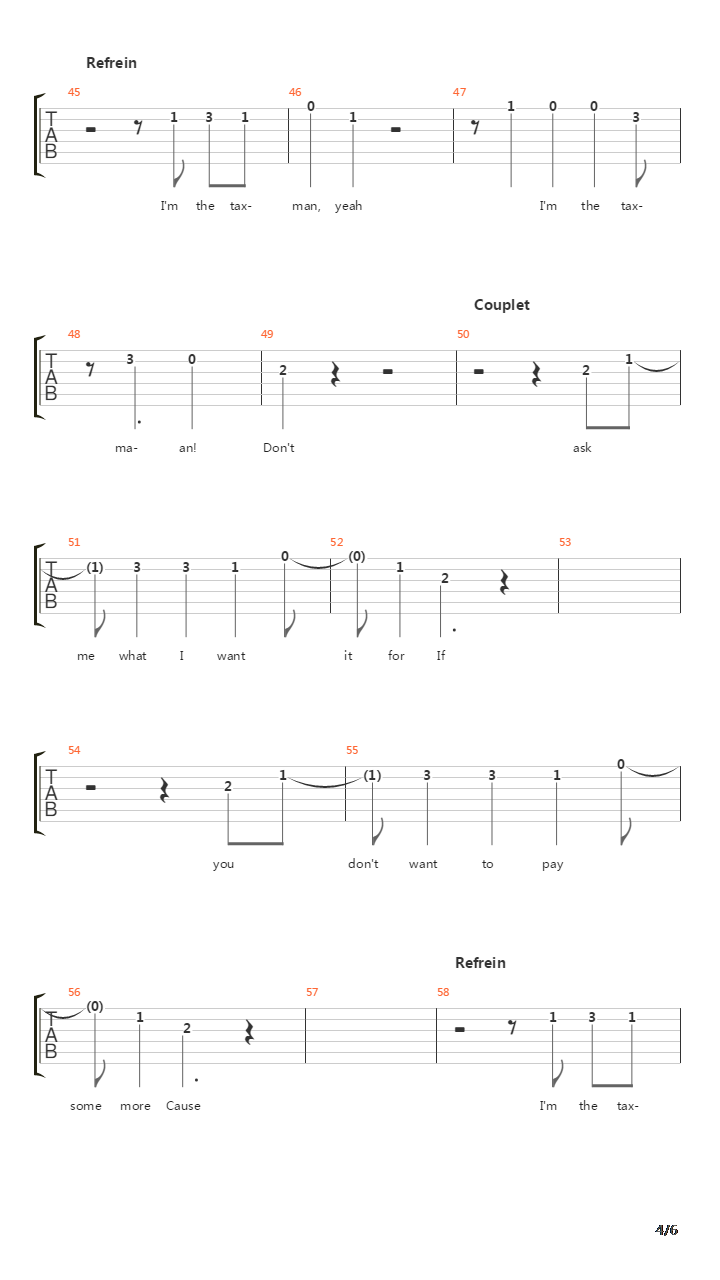 Taxman吉他谱