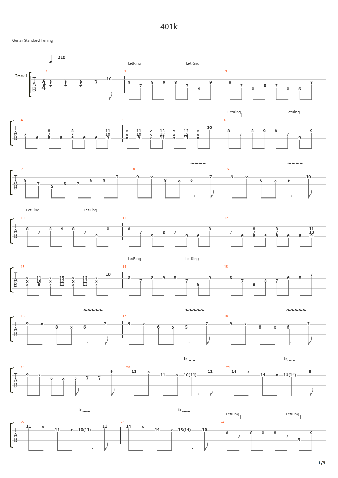 401K吉他谱