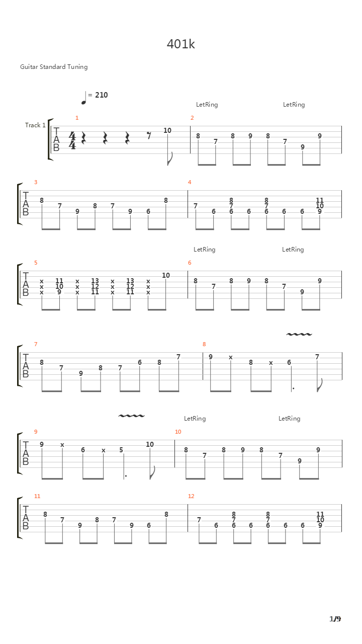 401K吉他谱