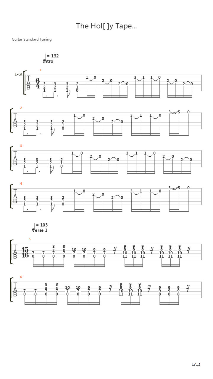 The Holy Tape吉他谱