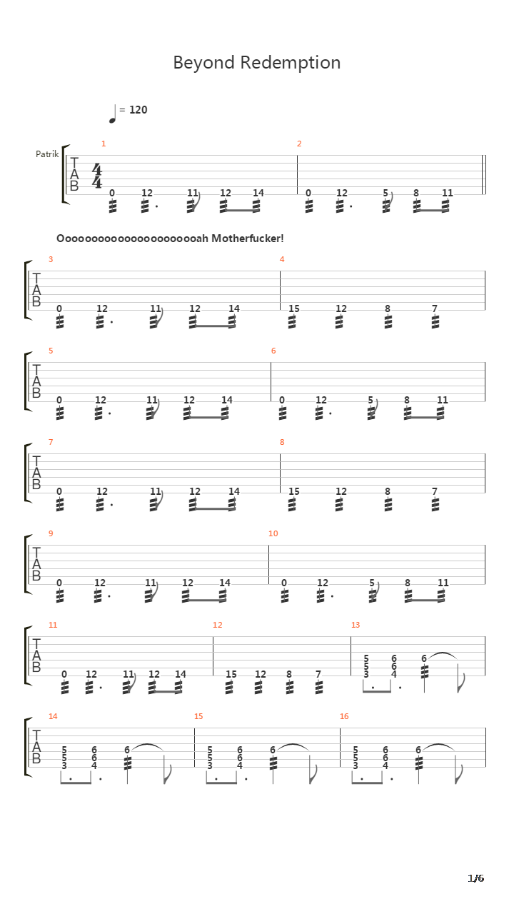 Beyond Redemption吉他谱