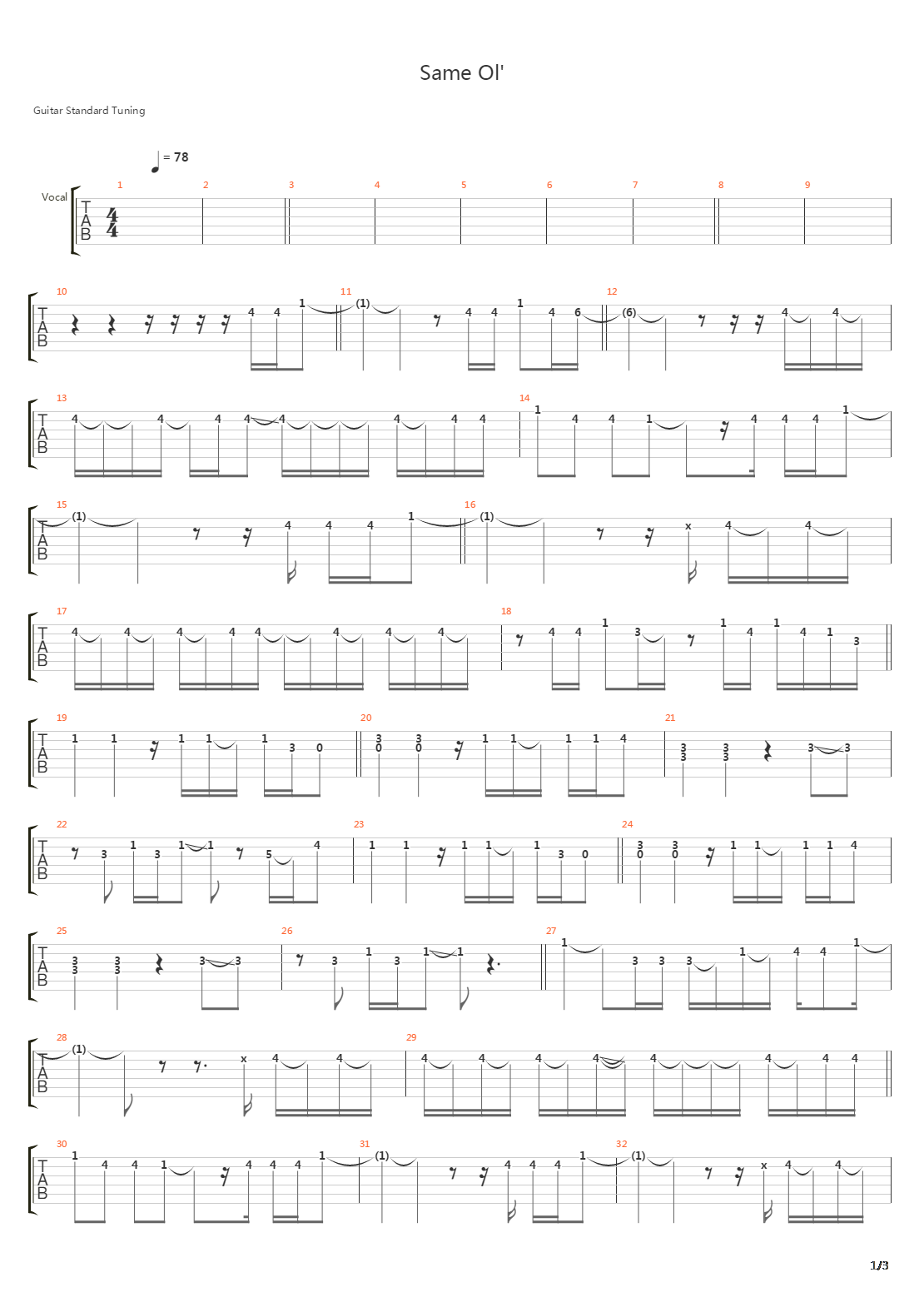 Same Ol吉他谱