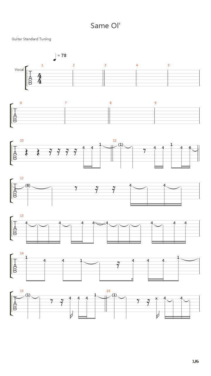 Same Ol吉他谱