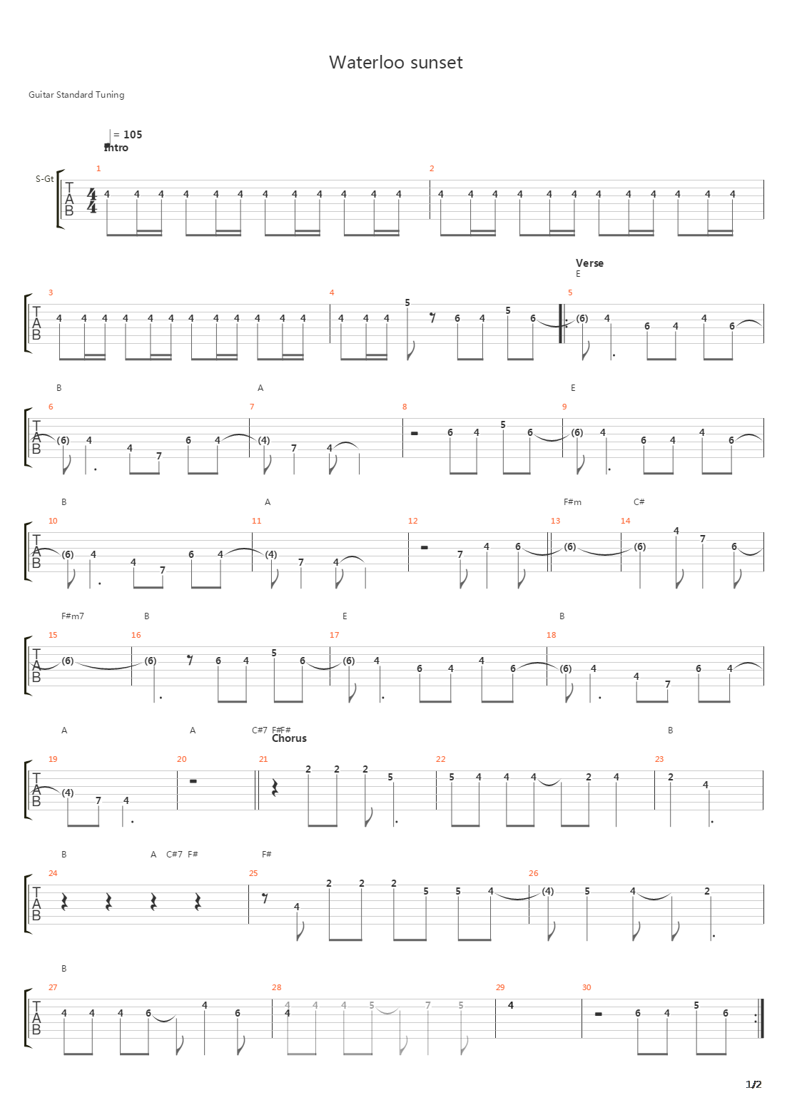 Waterloo Sunset吉他谱