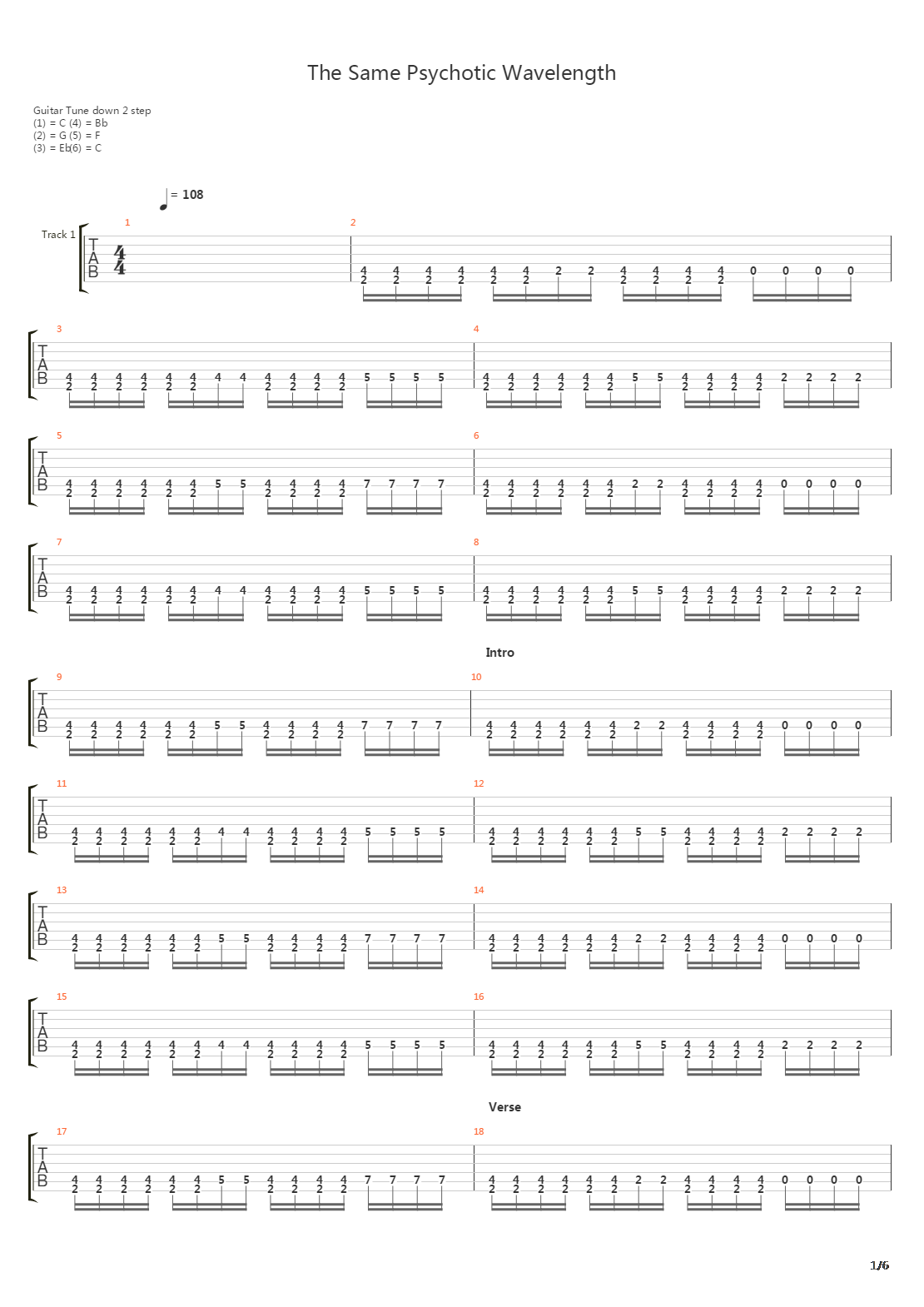 The Same Psychotic Wavelength吉他谱