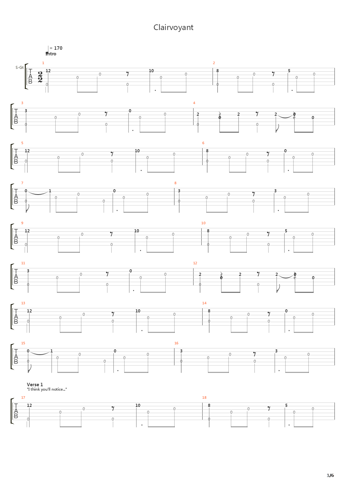 Clairvoyant吉他谱