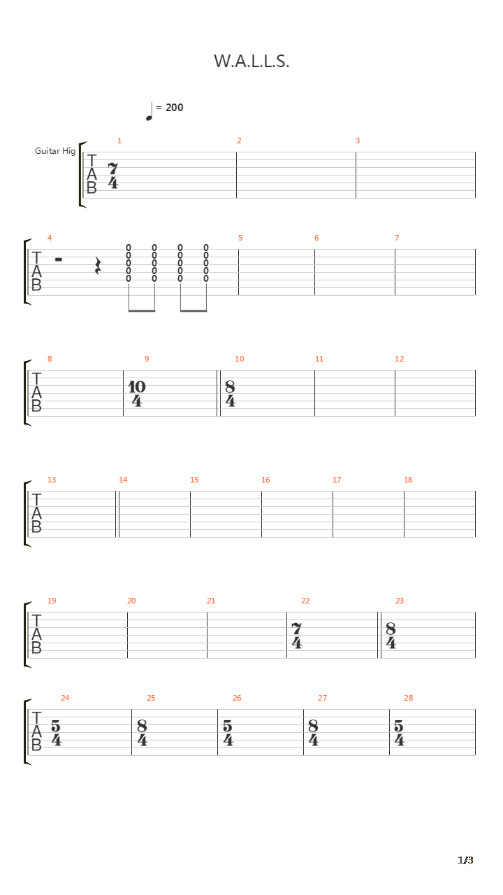 Walls吉他谱