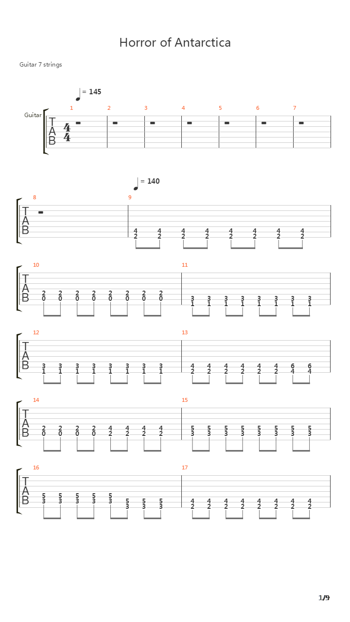 Horror Of Antarctica吉他谱
