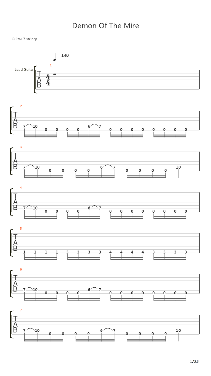 The Demon Of The Mire吉他谱