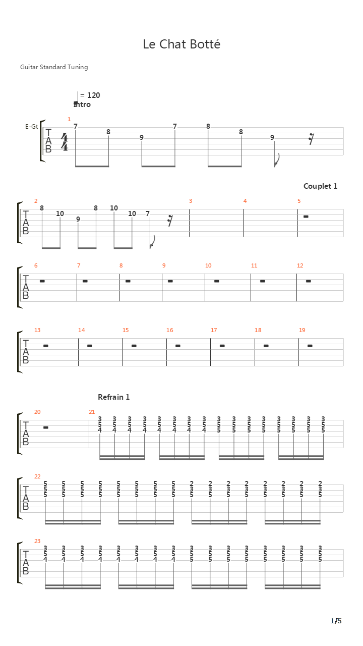 Le Chat Botte吉他谱