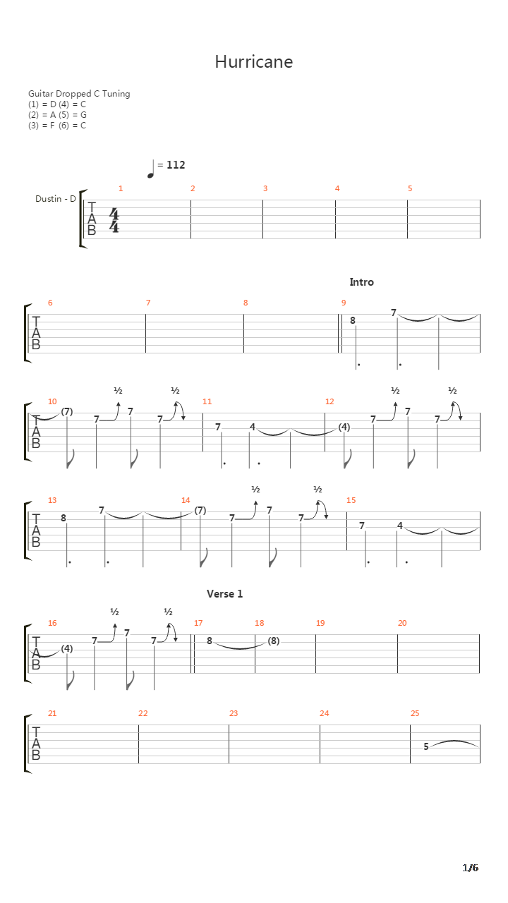 Hurricane吉他谱