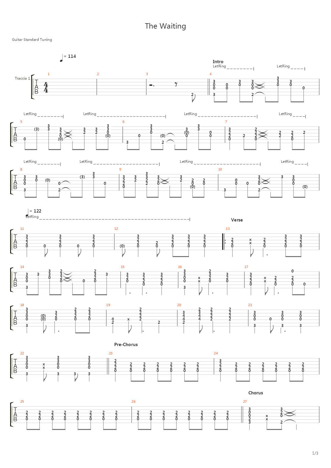 The Waiting吉他谱