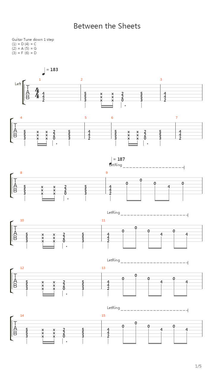 Between The Sheets吉他谱