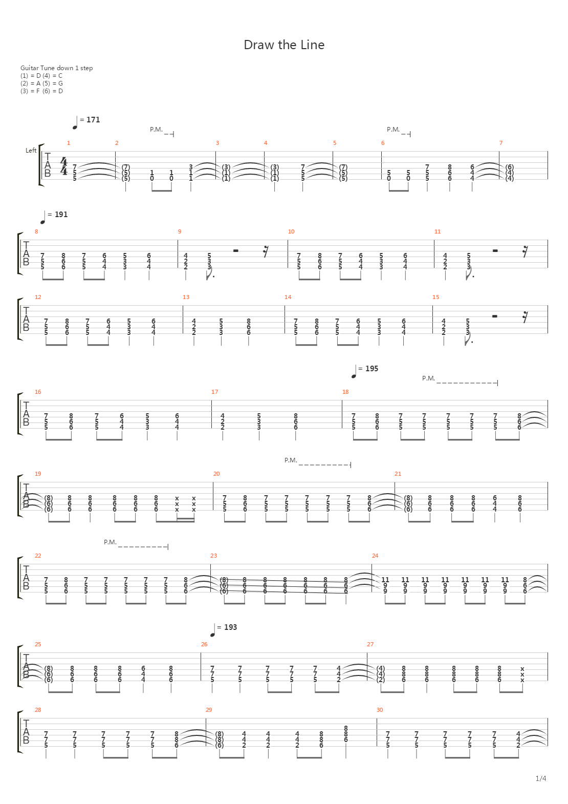 Draw The Line吉他谱