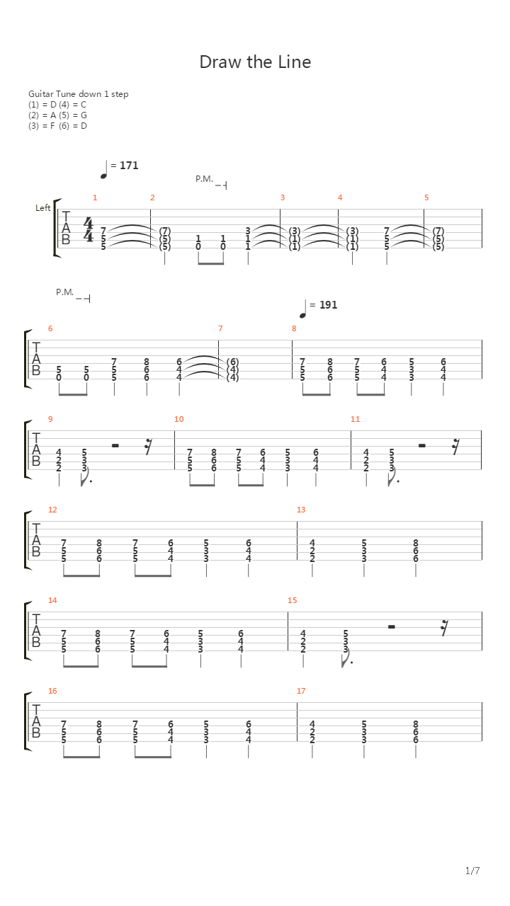 Draw The Line吉他谱