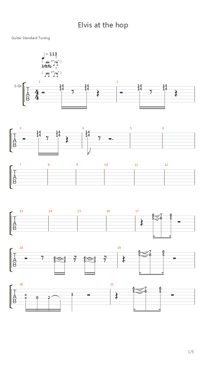Elvis At The Hop吉他谱