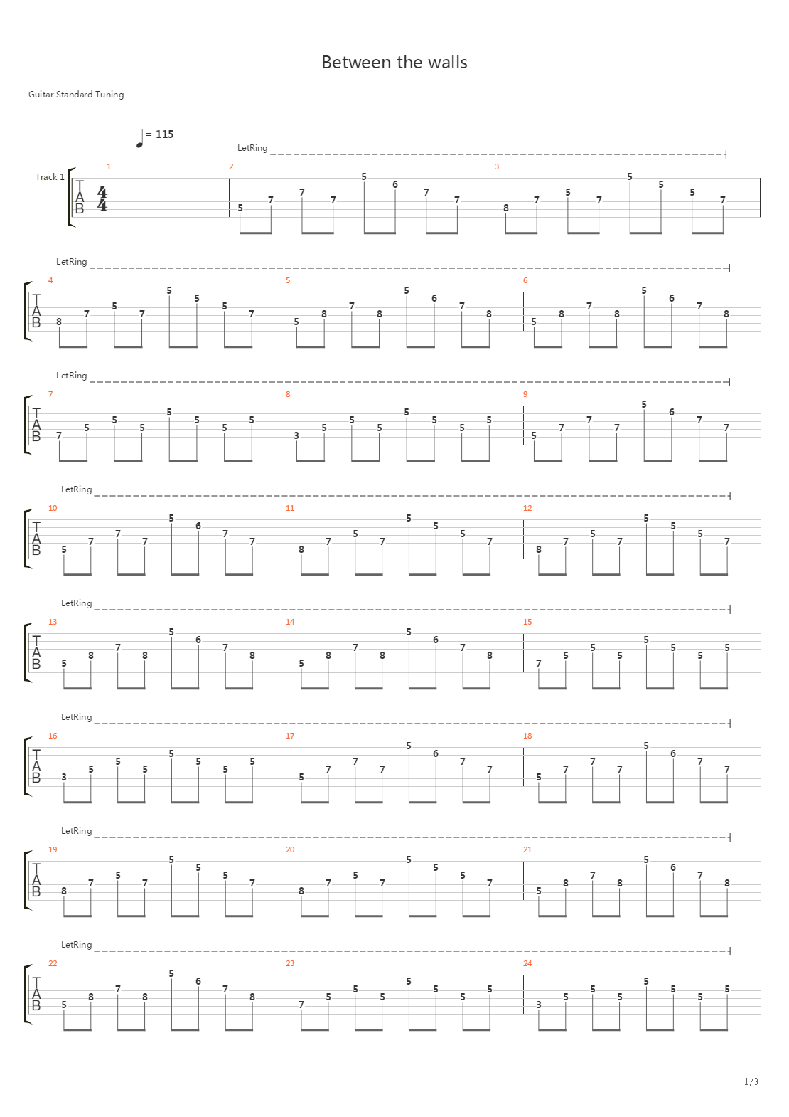 Between The Walls吉他谱