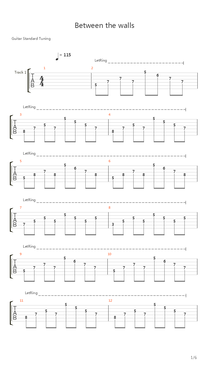 Between The Walls吉他谱