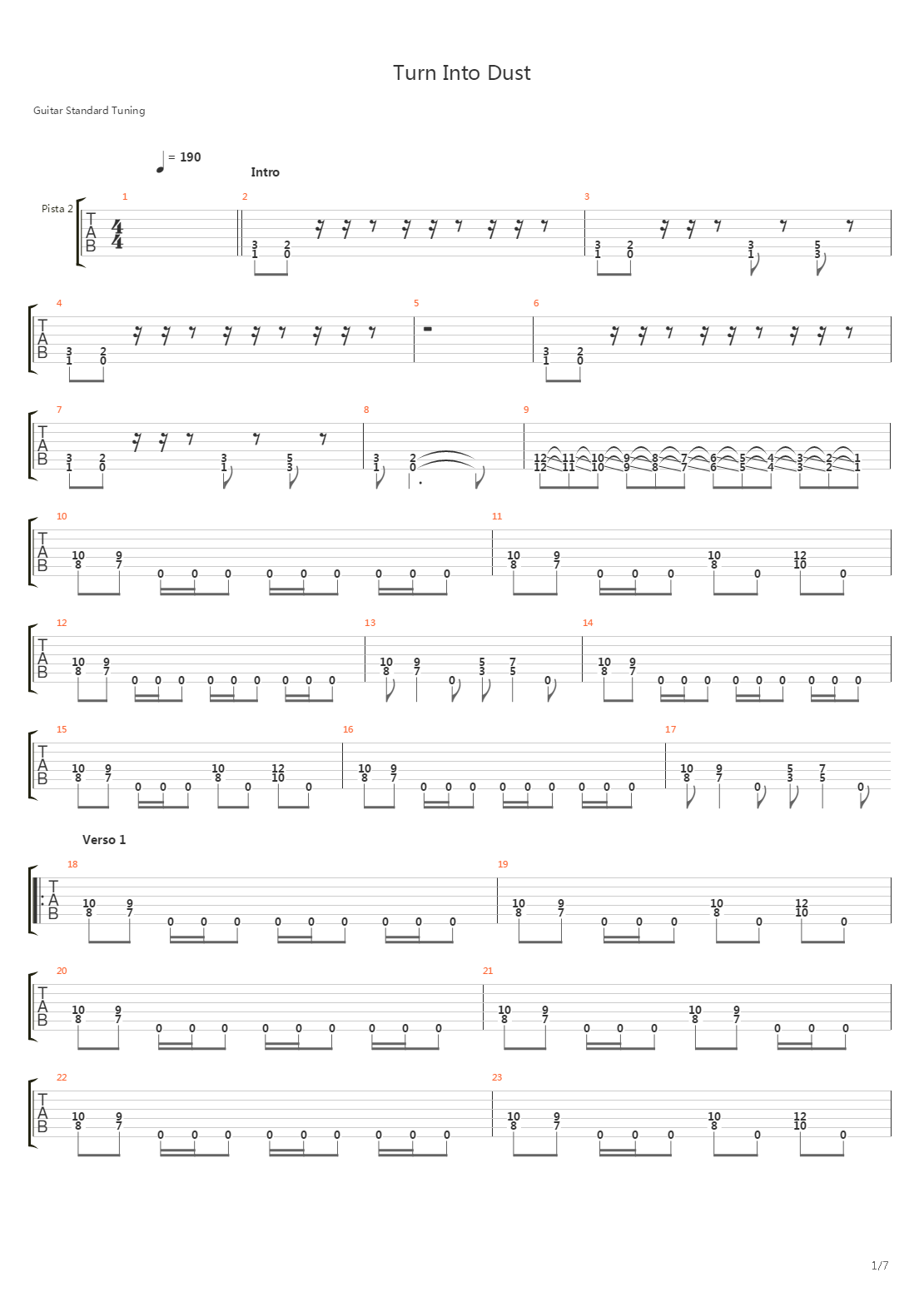 Turn Into Dust吉他谱