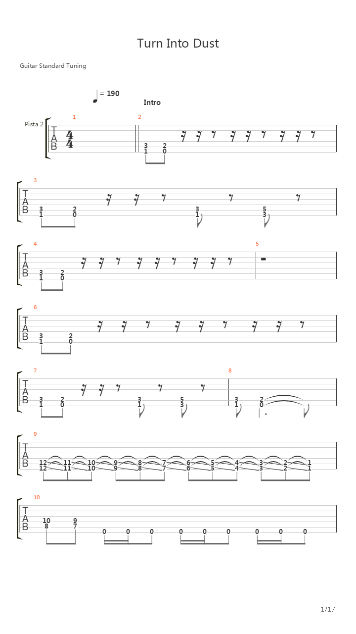 Turn Into Dust吉他谱