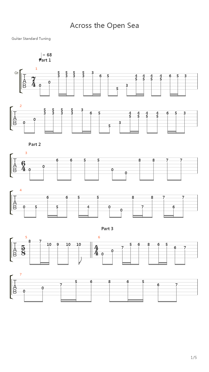 Across The Open Sea吉他谱