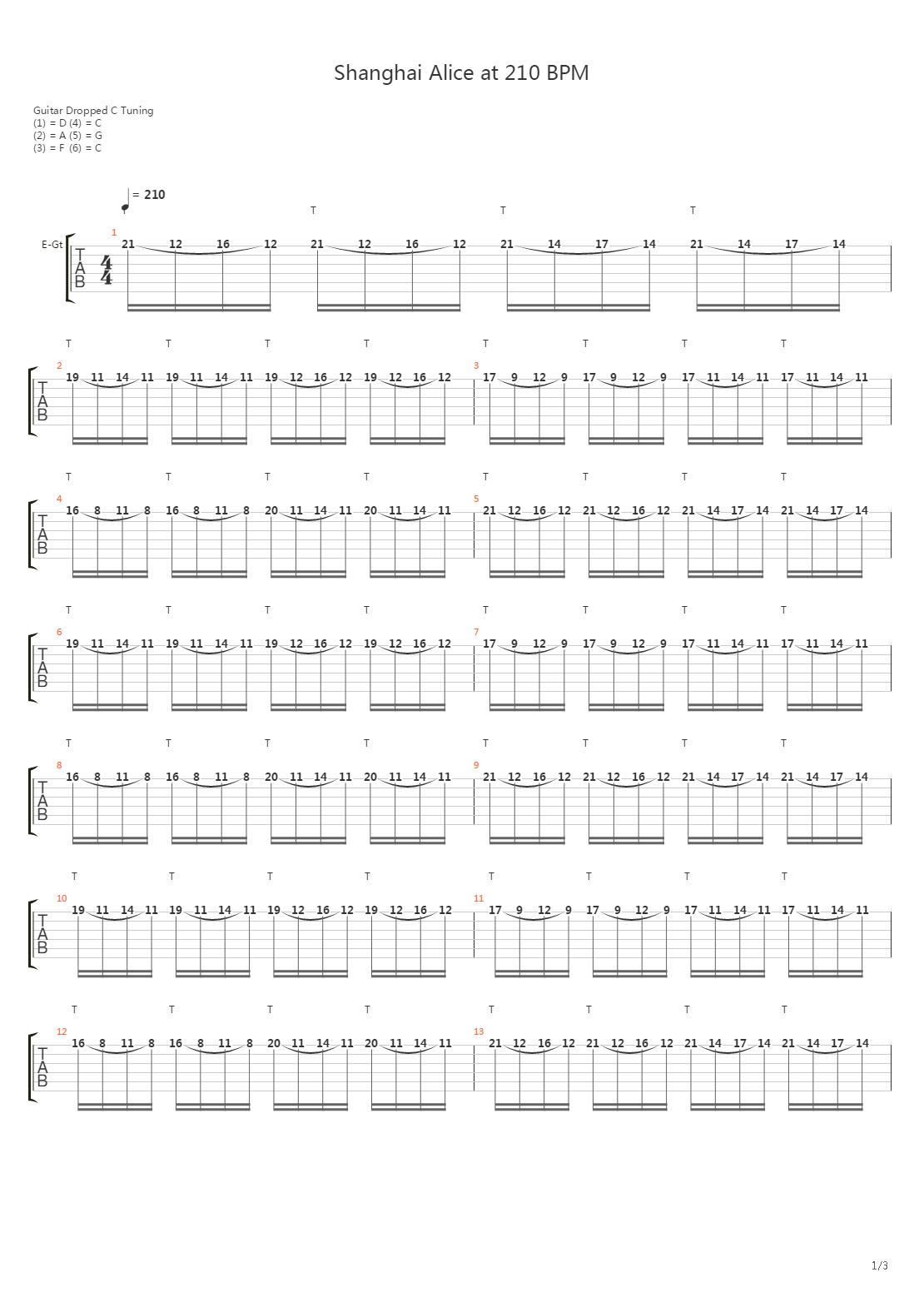 Shanghai Alice At 210 Bpm吉他谱
