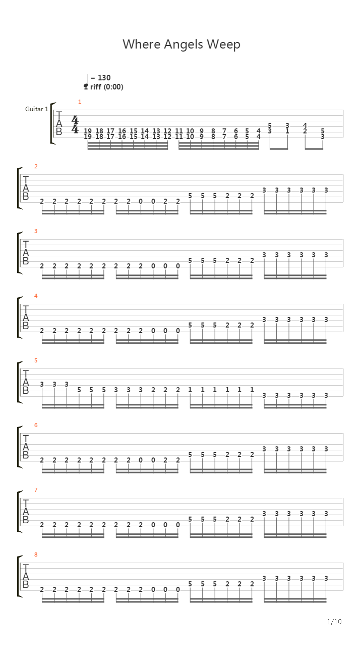 Where Angels Weep吉他谱