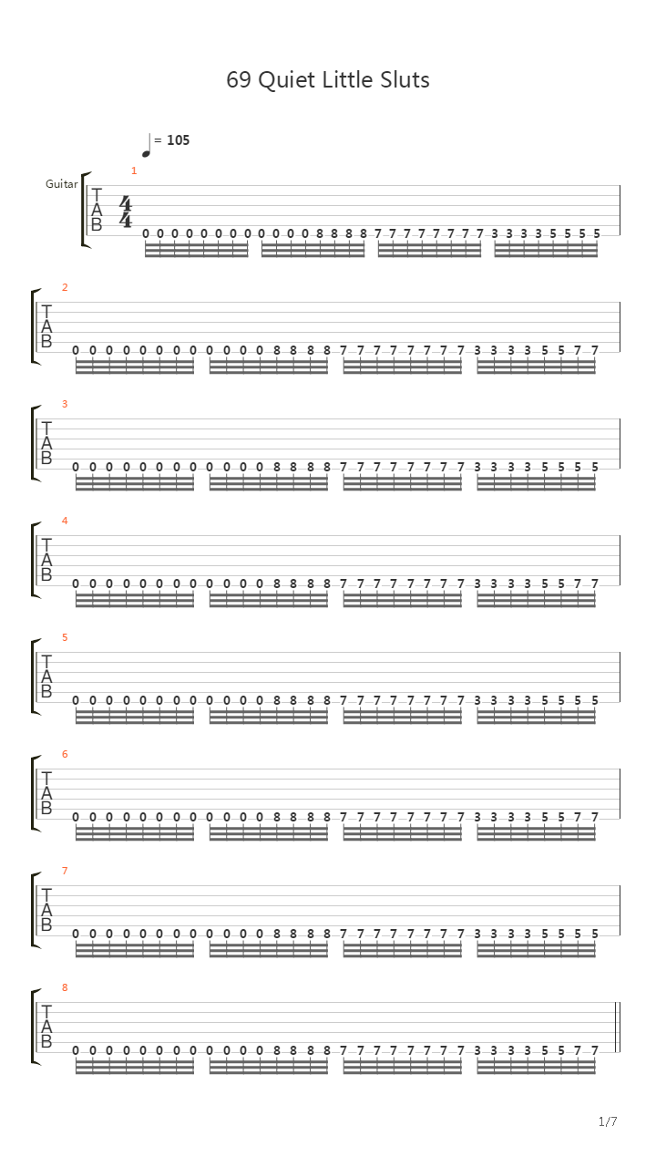 69 Quiet Little Sluts吉他谱