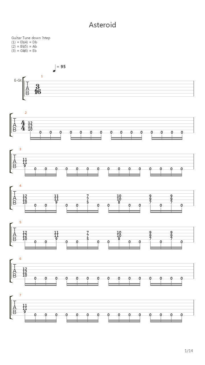 Asteroid吉他谱