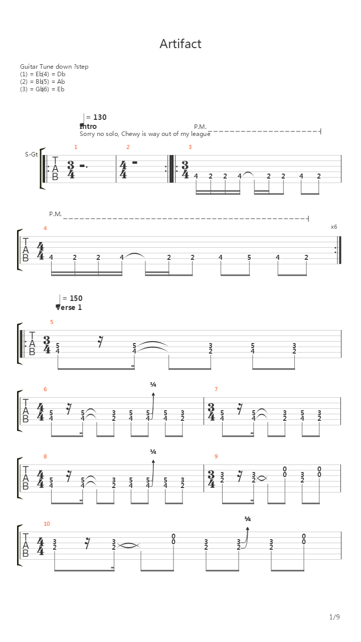 Artifact吉他谱