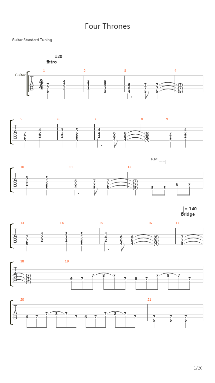 Four Thrones吉他谱