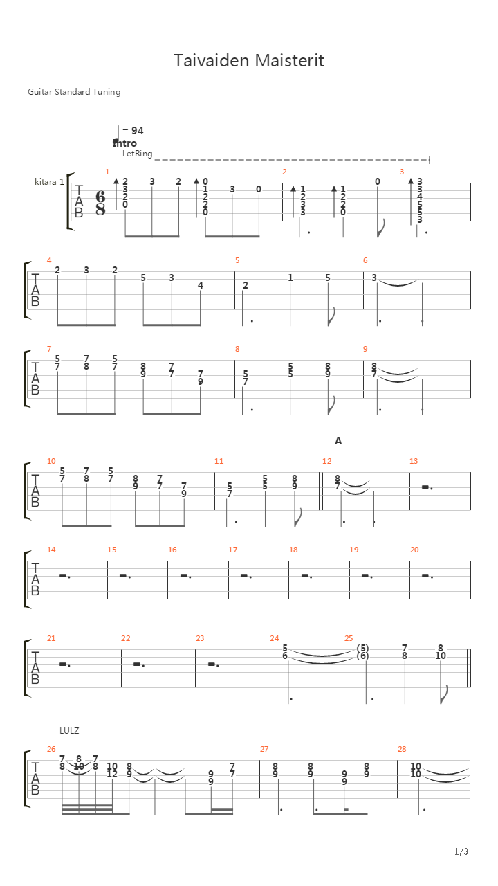 Taivaiden Maisterit吉他谱