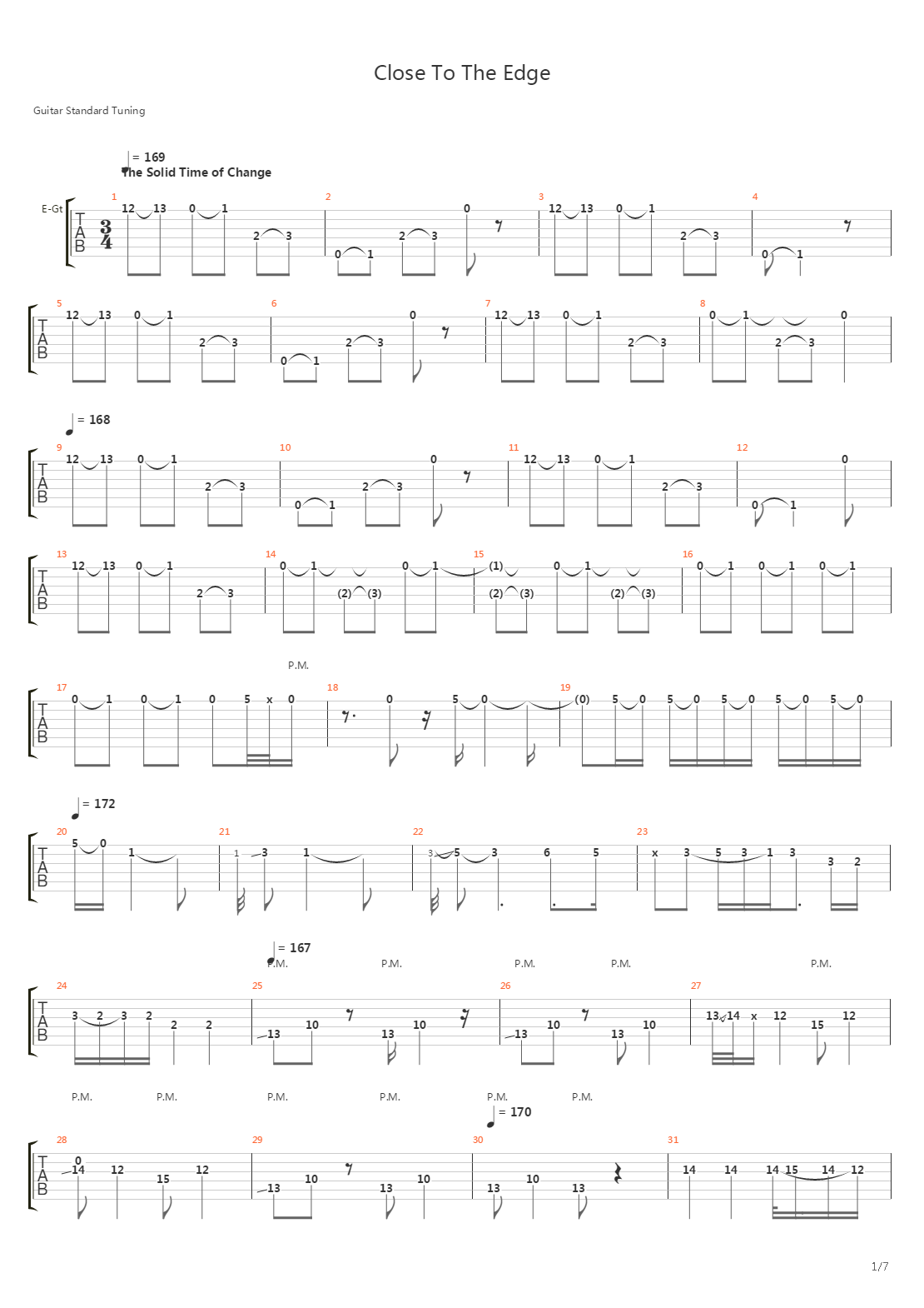 Close To The Edge Part I - The Solid Time Of Change吉他谱