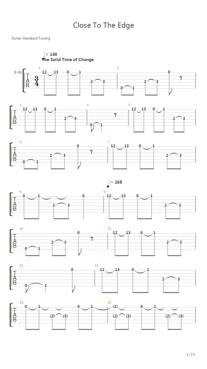 Close To The Edge Part I - The Solid Time Of Change吉他谱