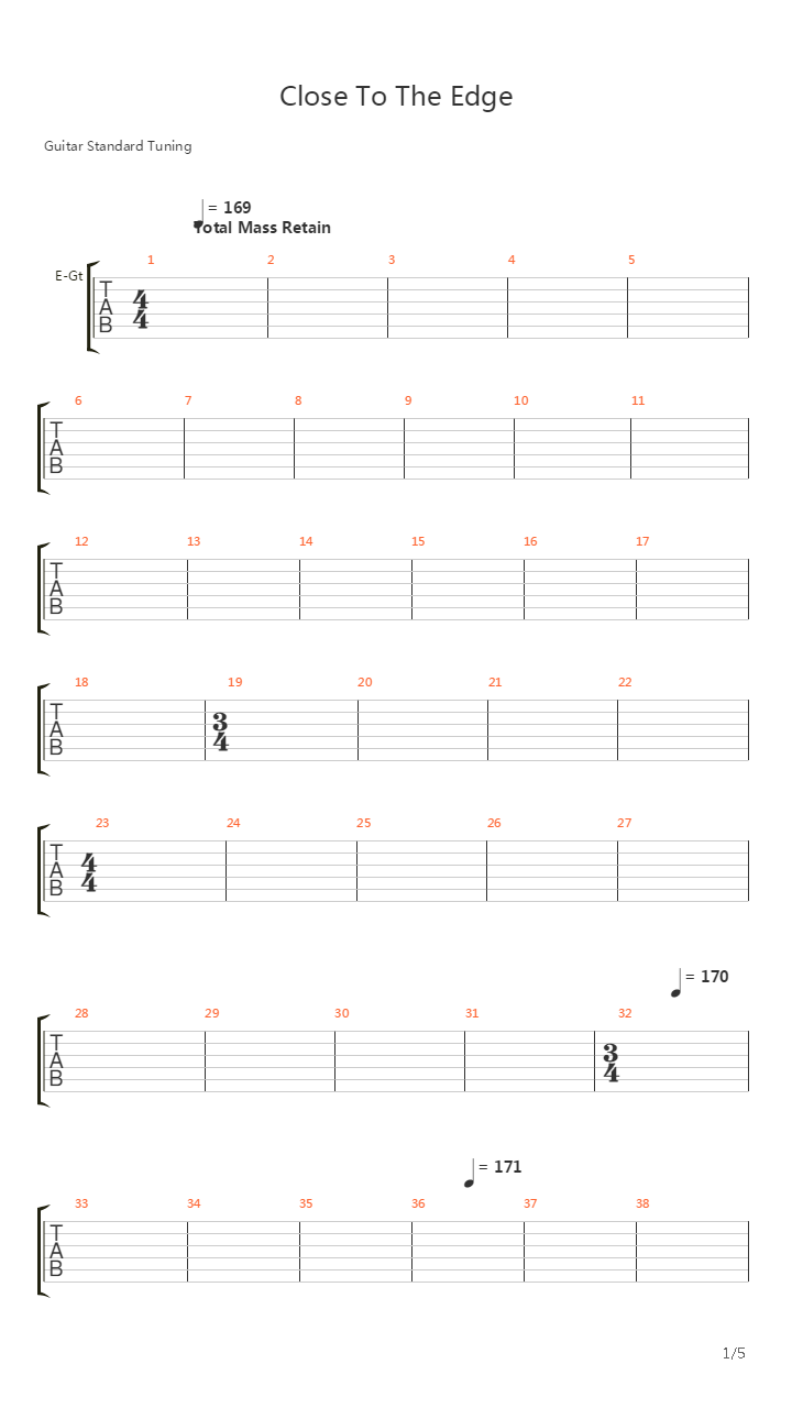 Close To The Edge Part Ii - Total Mass Retain吉他谱