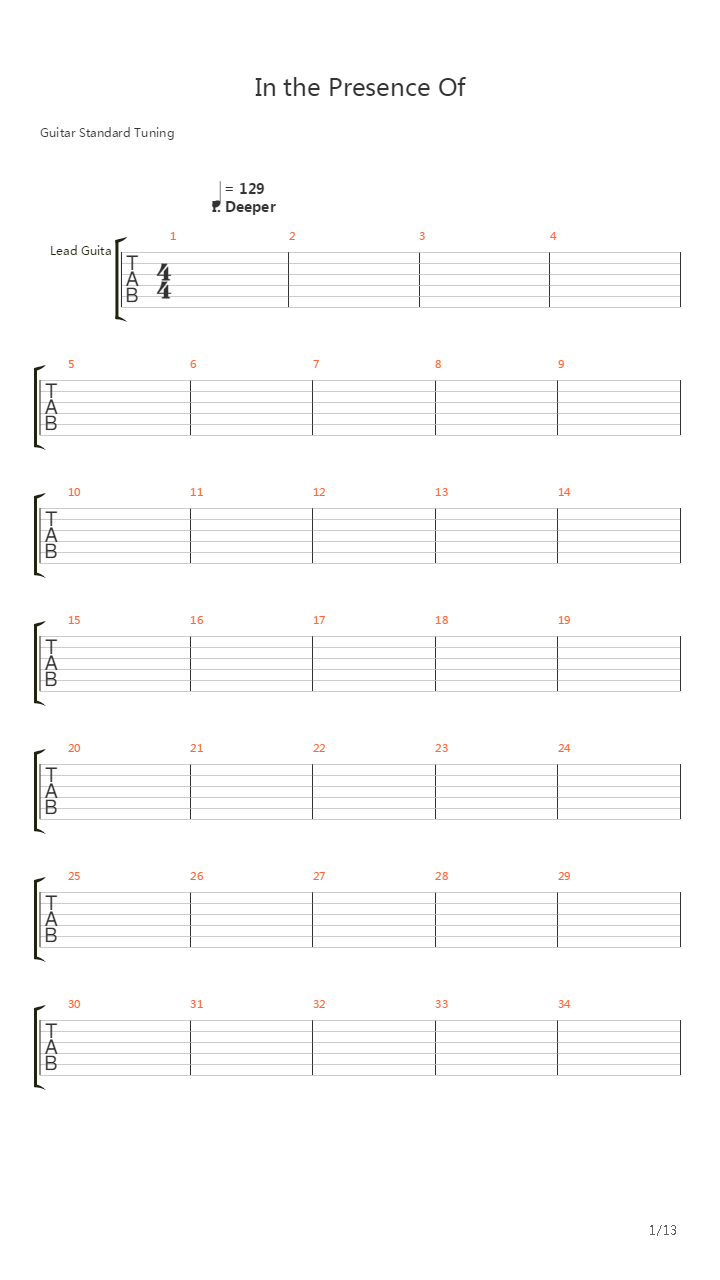 In The Presence Of吉他谱