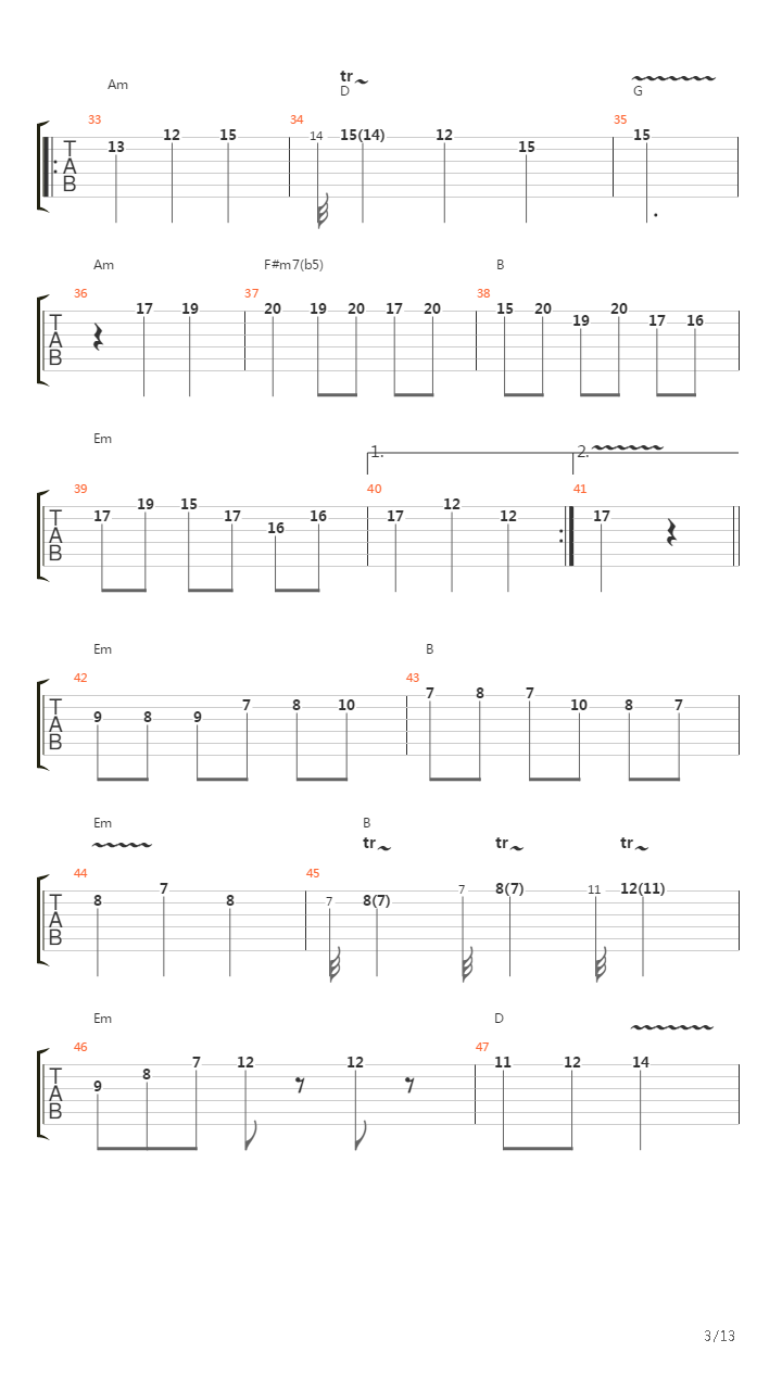 Fugue吉他谱