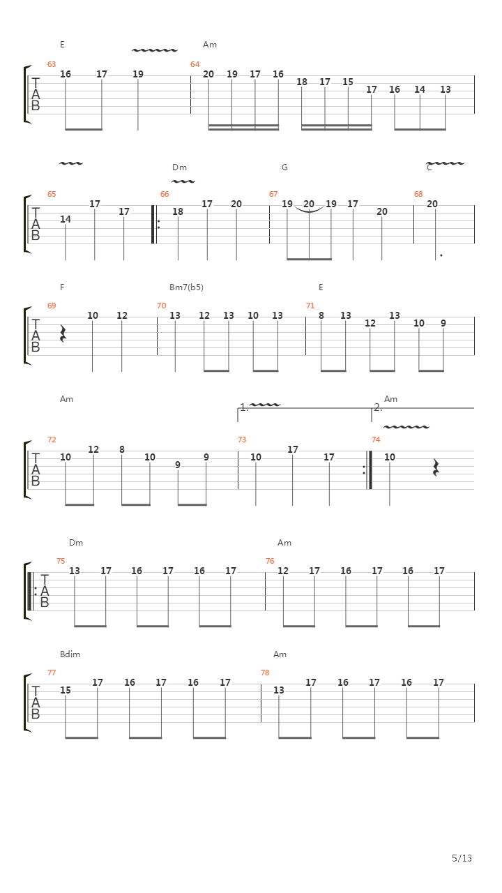 Fugue吉他谱