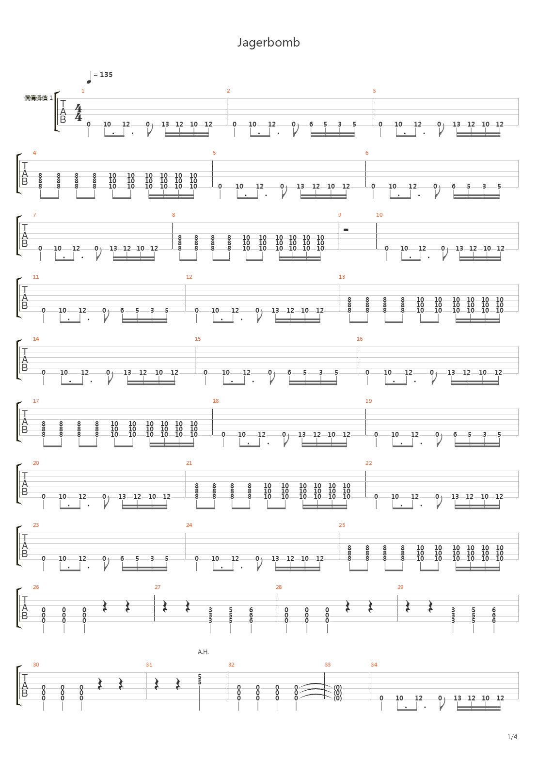 Jagerbomb吉他谱