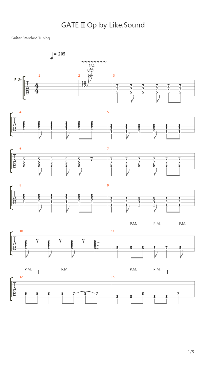 Gate II 奇幻自卫队 OP2吉他谱