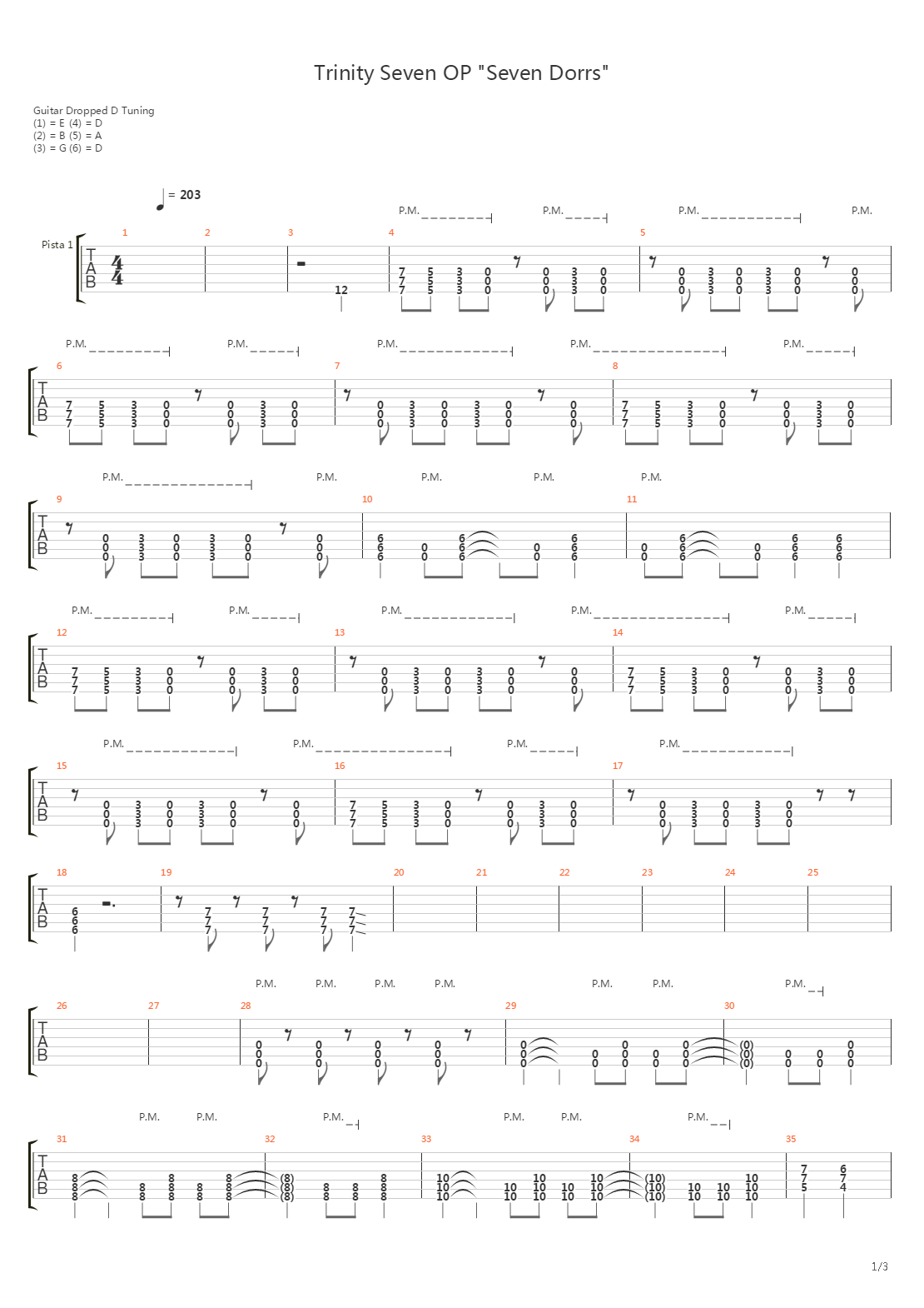 Trinity Seven (トリニティセブン OP - Seven Dorrs吉他谱