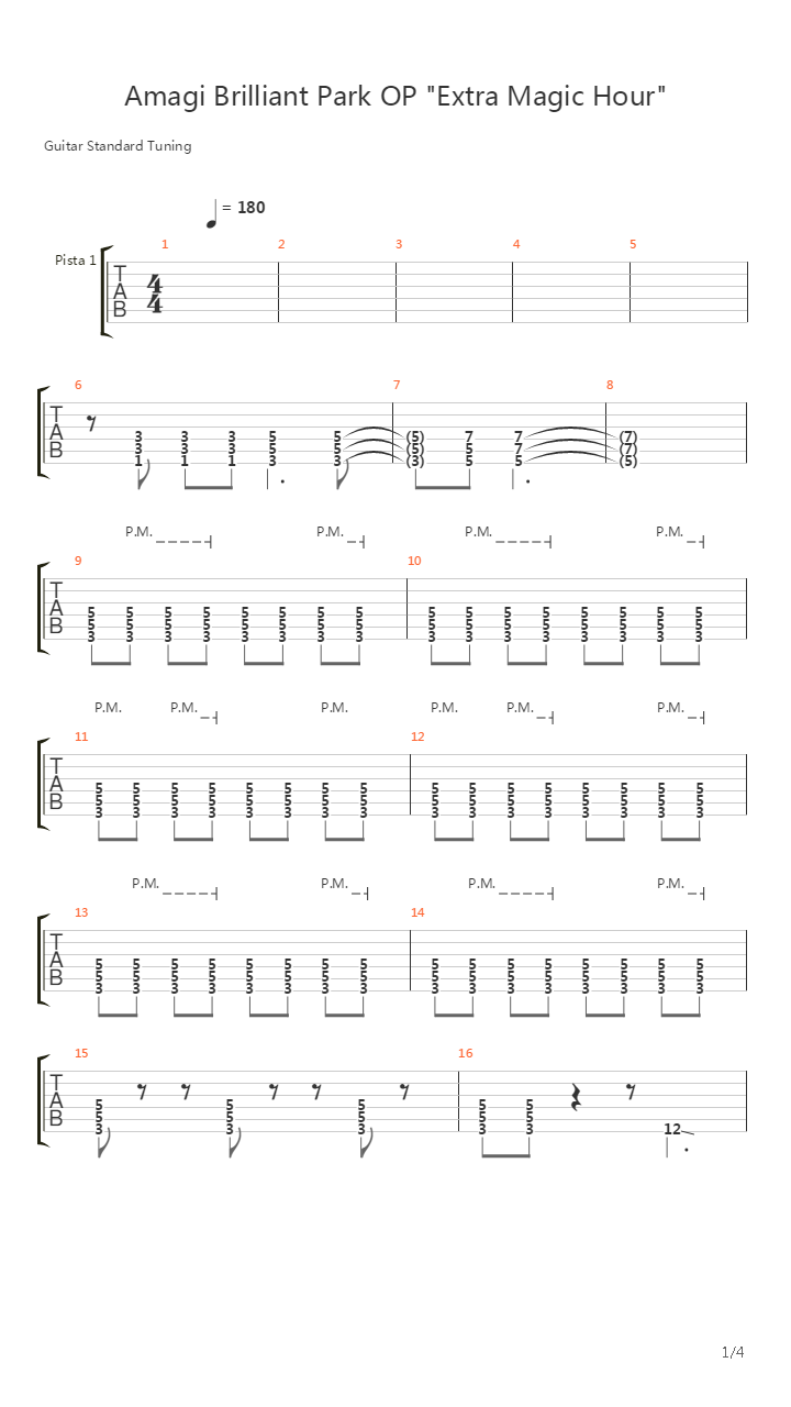 Amagi Brilliant Park (甘城ブリリアントパーク OP - Extra Magic Hour / エクストラ マジック アワー吉他谱