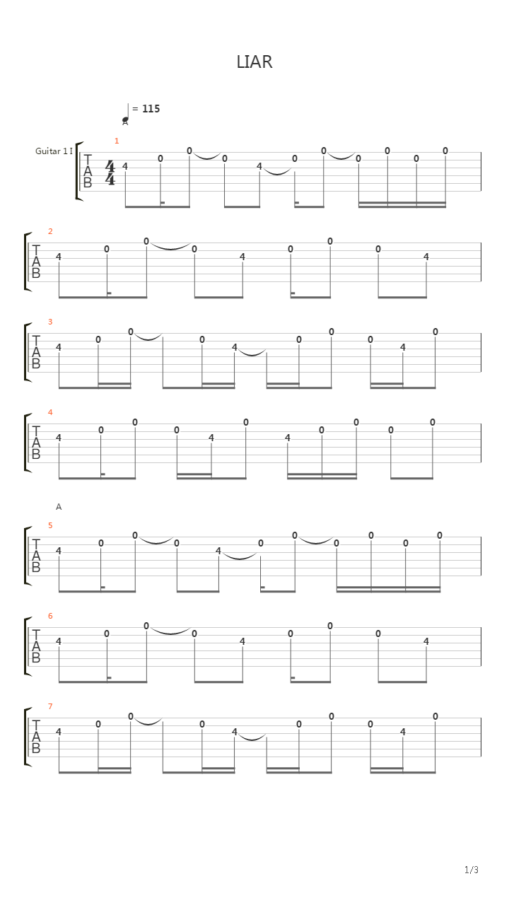 LIAR吉他谱