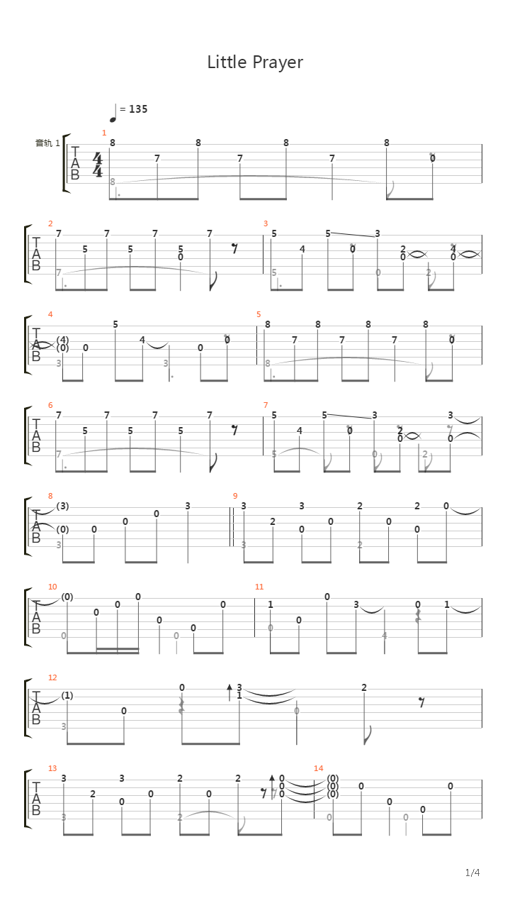 Little Prayer吉他谱