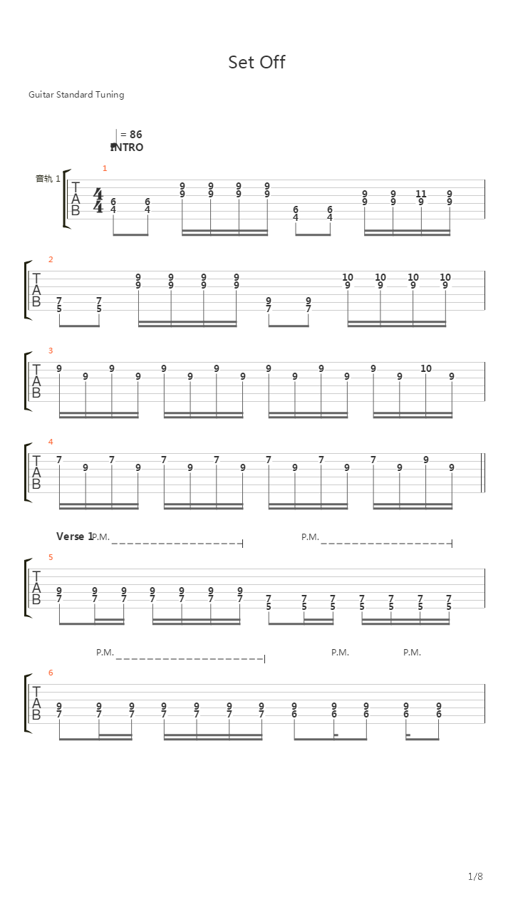 Set Off(电吉他，贝斯)吉他谱